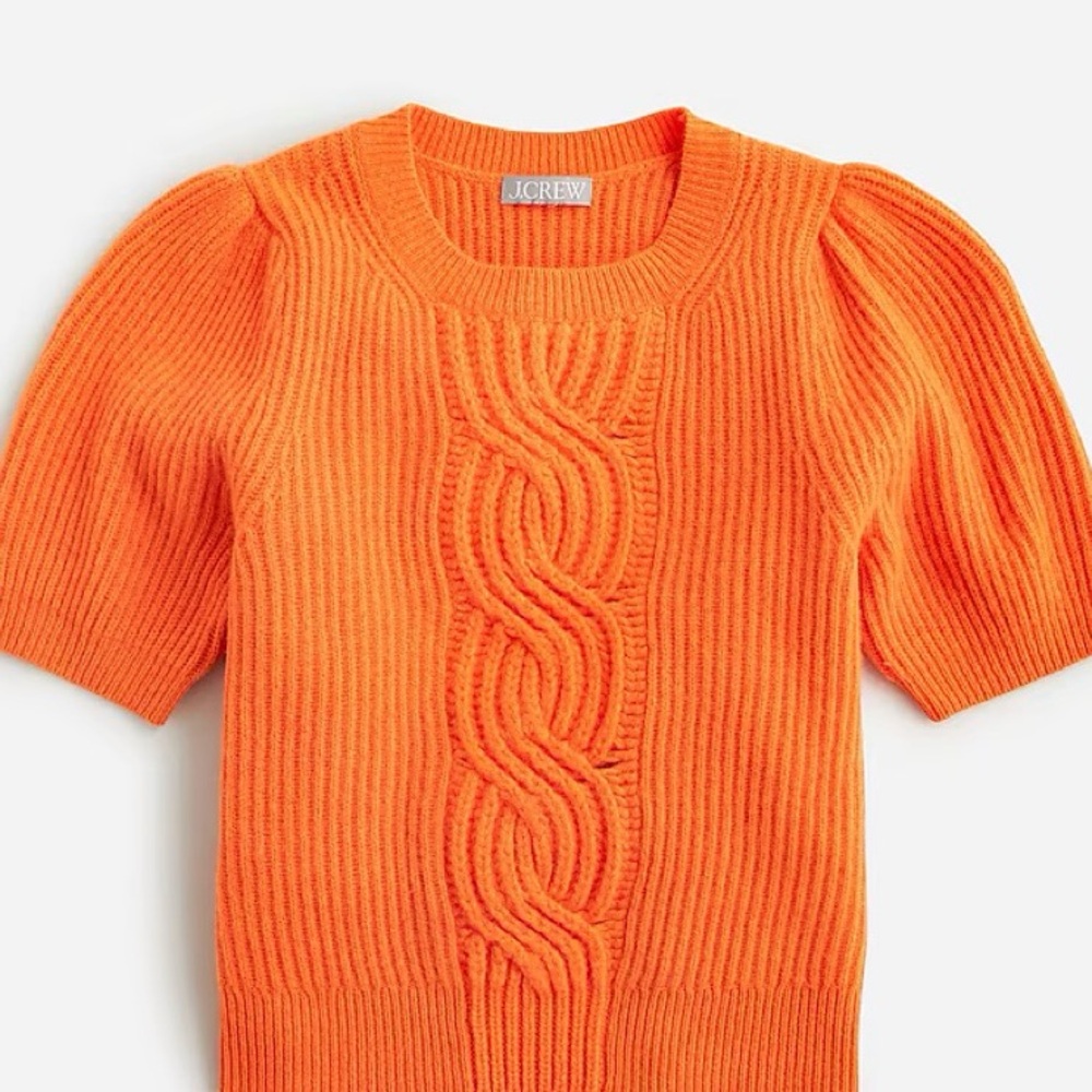 J. Crew Bright Orange Cable Knit Sweater